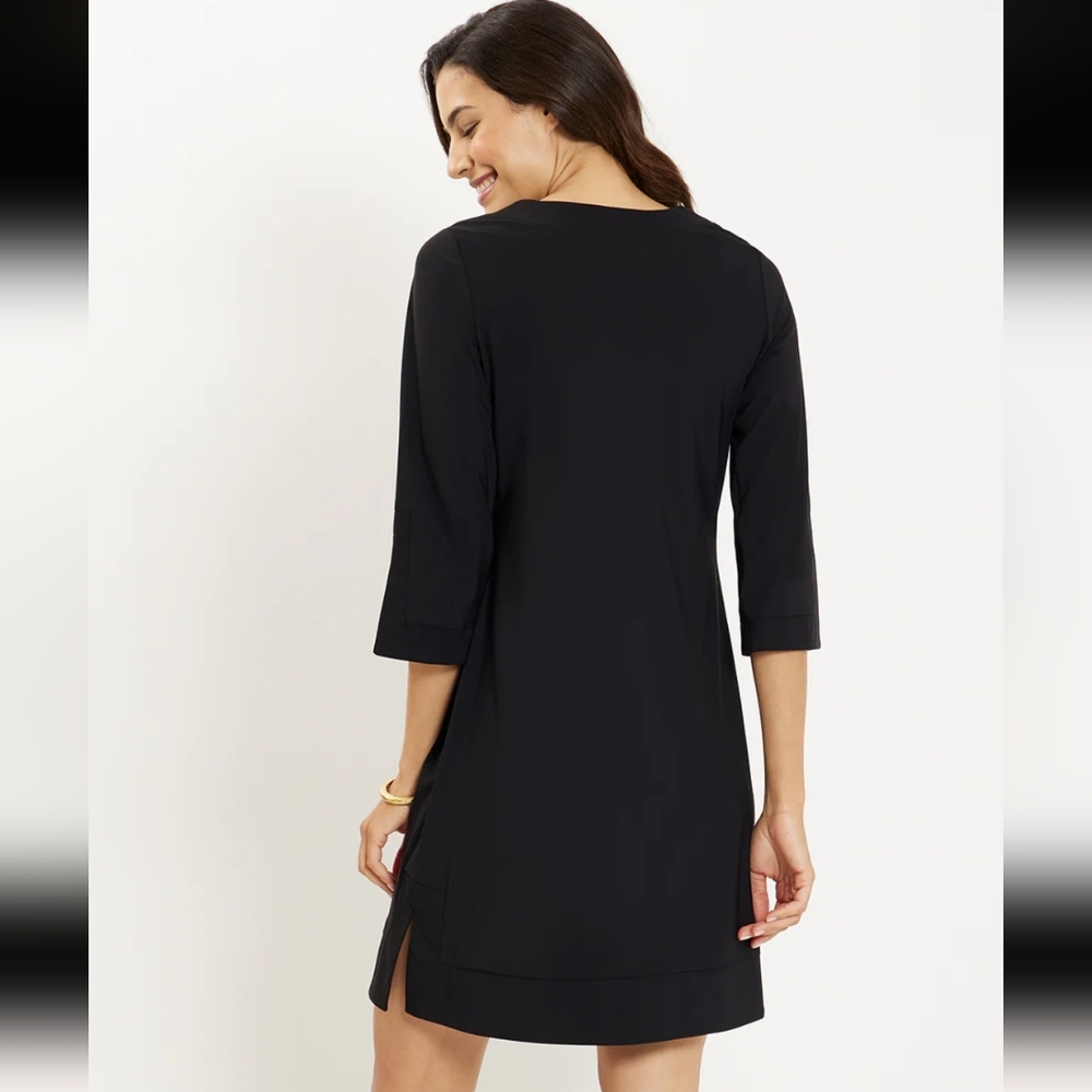 Jude Connally Megan Classic Black Lightweight Judecloth Cloth Dress V Neck - Picture 3 of 8